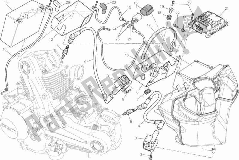Alle onderdelen voor de Accu van de Ducati Monster 1100 Diesel USA 2013